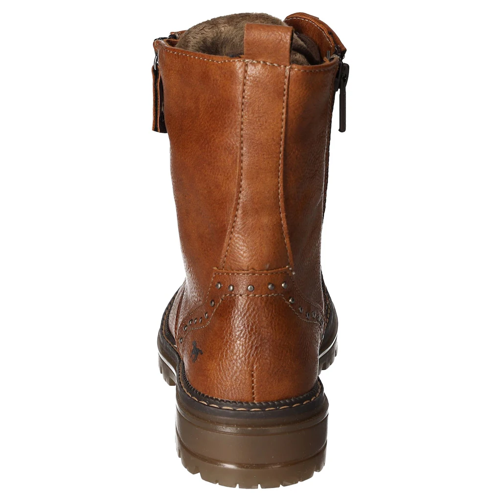 Mustang Shoes Winterboots Blockabsatz Winterstiefelette Schnürboots Nieten Und Ziernähten Bestellen