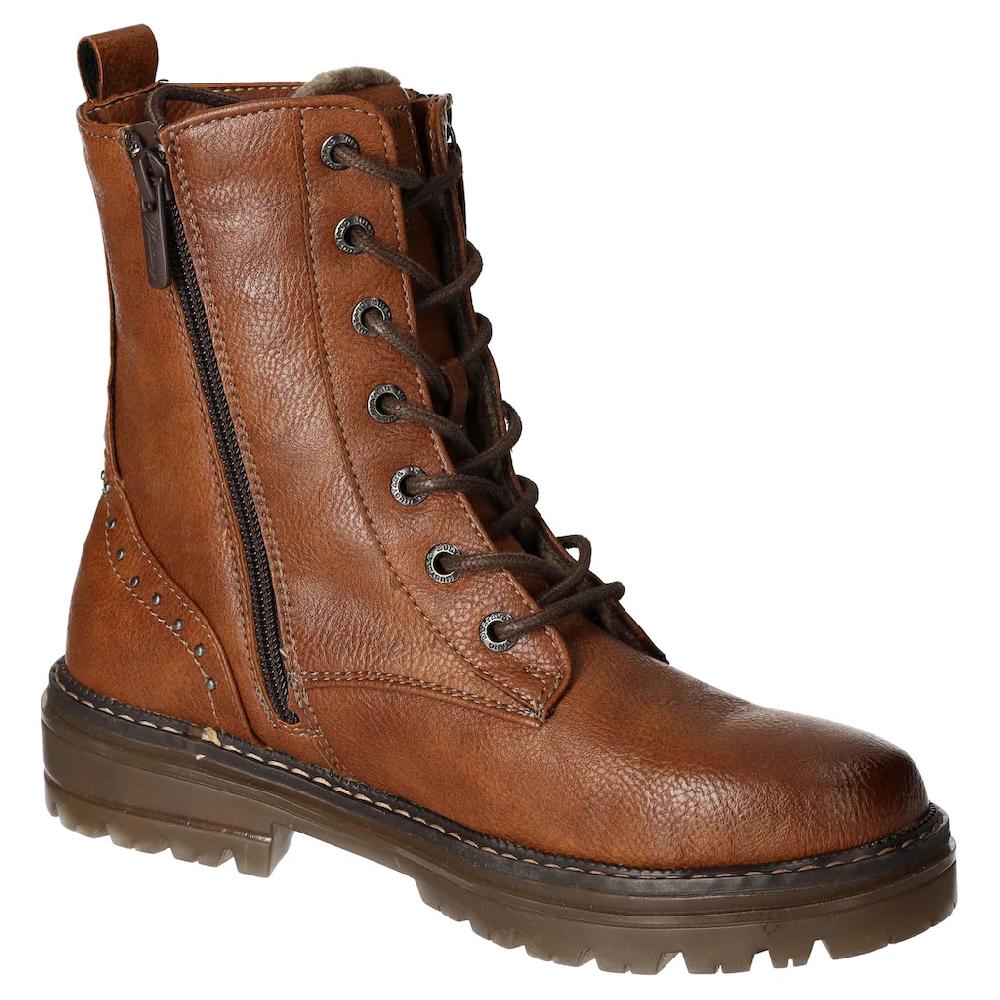 Mustang Shoes Winterboots Blockabsatz Winterstiefelette Schnürboots Nieten Und Ziernähten Bestellen