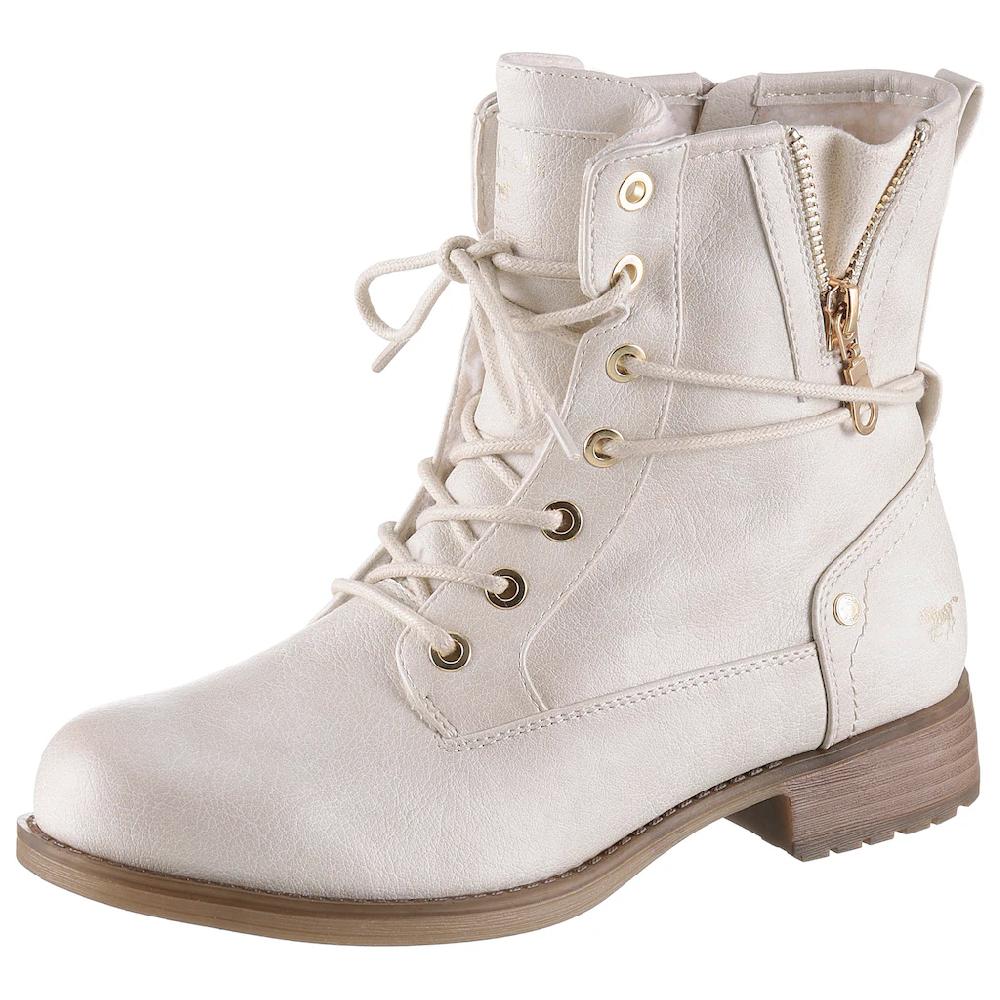 Mustang Shoes Winterboots Blockabsatz Winterstiefelette Schnürboots mit Niete und Ziernähten online kaufen