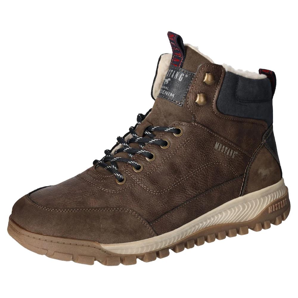 Mustang Shoes Winterboots Keilabsatz Schnürboots Stiefelette mit Kontrastbesatz kaufen
