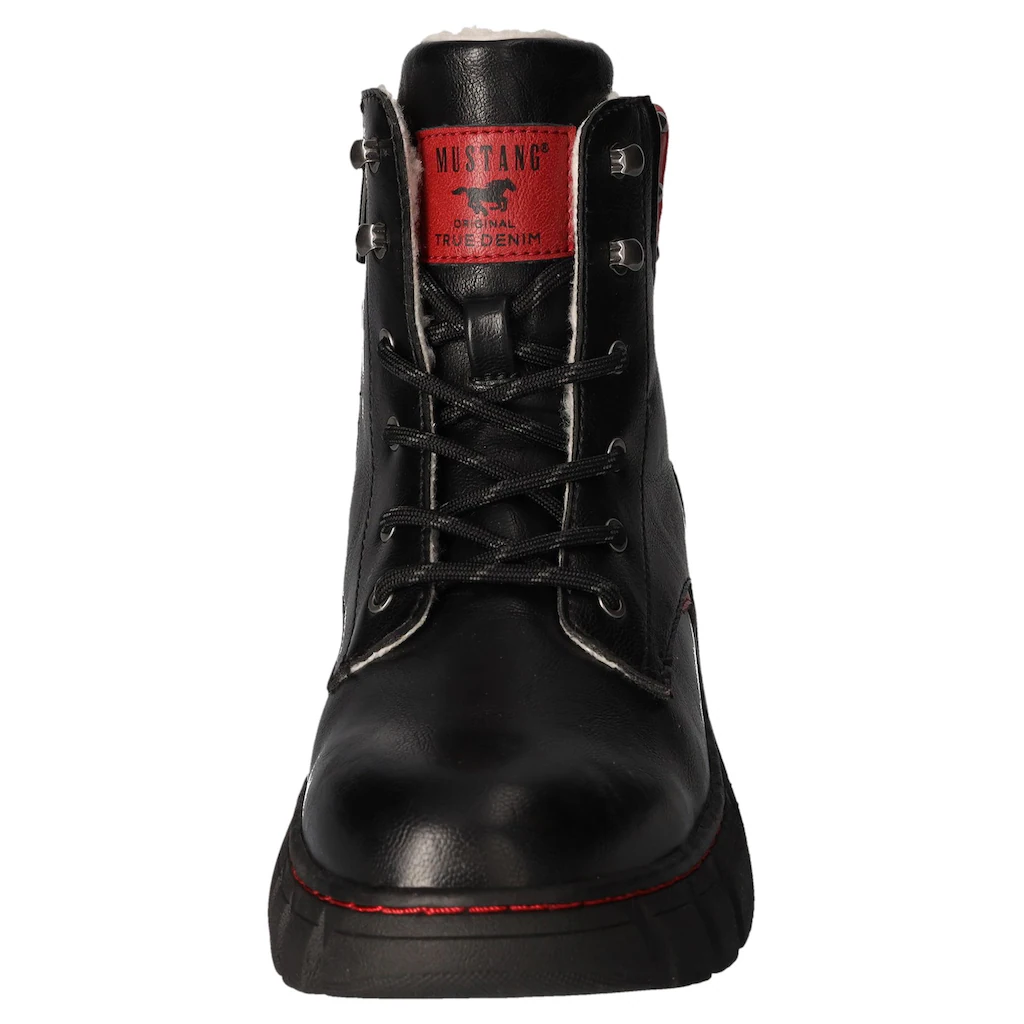 Mustang Shoes Winterboots Plateau Schnürboots Stiefelette Mit Kontrastbesatz Und -naht Bestellen