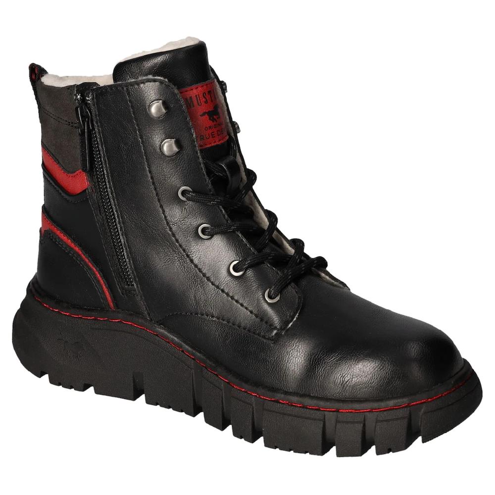 Mustang Shoes Winterboots Plateau Schnürboots Stiefelette Mit Kontrastbesatz Und -naht Bestellen