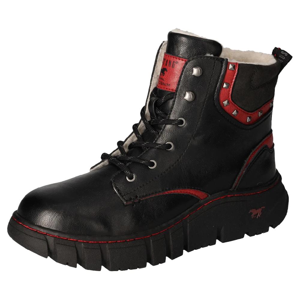 Mustang Shoes Winterboots Plateau Schnürboots Stiefelette mit Kontrastbesatz und -naht bestellen