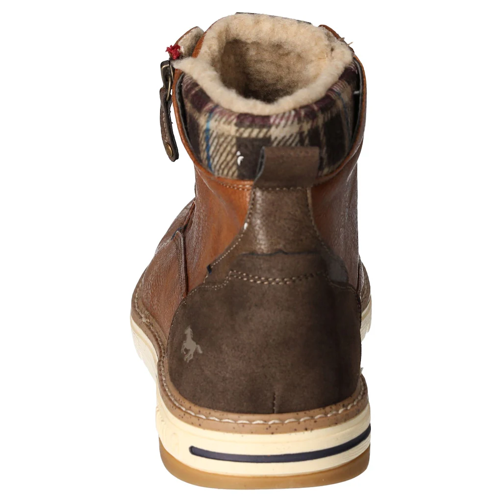 Mustang Shoes Winterboots Schnürboots Casual-Stiefelette Mit Kariertem Einsatz Am Schaftrand Online Kaufen