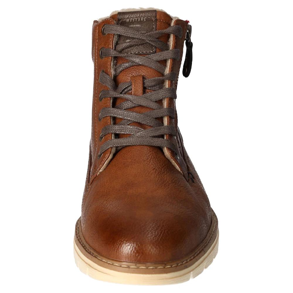 Mustang Shoes Winterboots Schnürboots Casual-Stiefelette Mit Kariertem Einsatz Am Schaftrand Online Kaufen