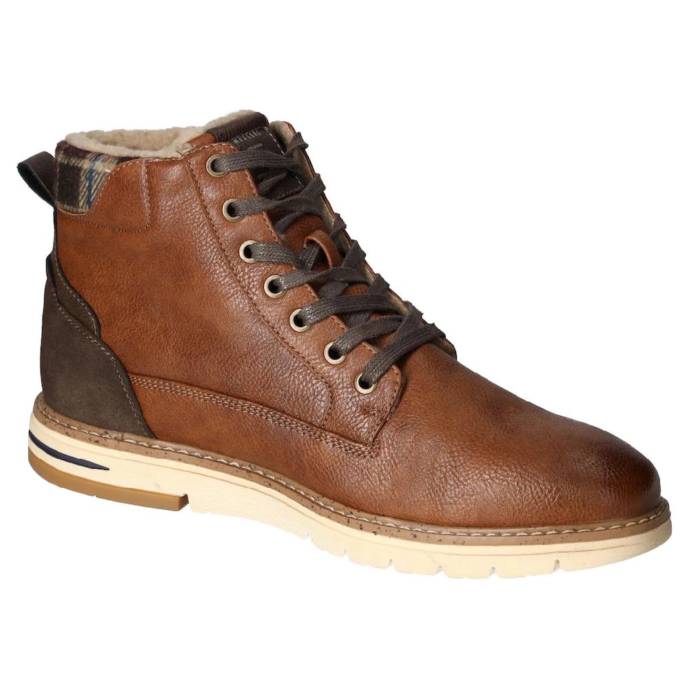 Mustang Shoes Winterboots Schnürboots Casual-Stiefelette Mit Kariertem Einsatz Am Schaftrand Online Kaufen