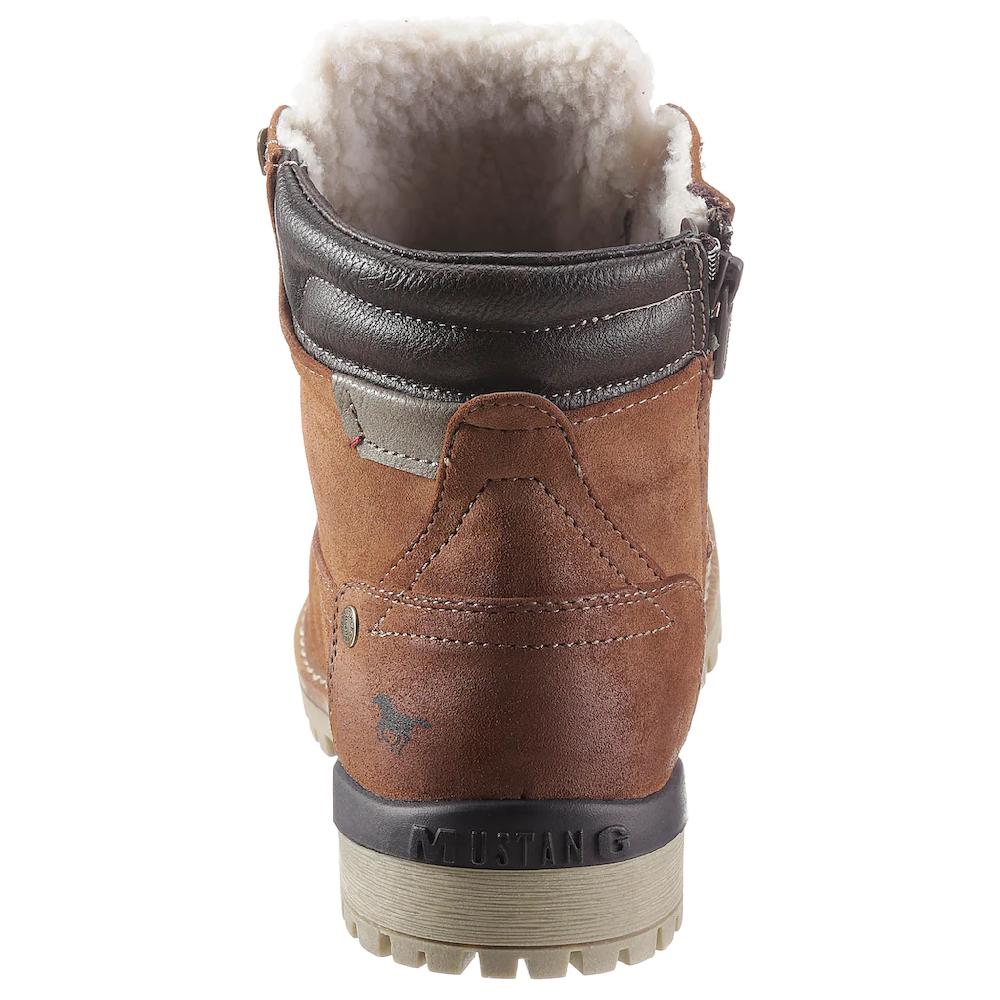 Mustang Shoes Winterboots Schnürboots Stiefelette Workerboots Kontrastbesatz Logo-Aufnäher ▷ Für