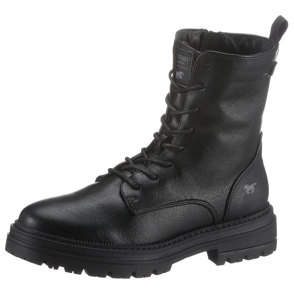 Mustang Shoes Winterboots Schnürboots Winterstiefelette Nieten und Zierriegel an der Ferse ▷ für