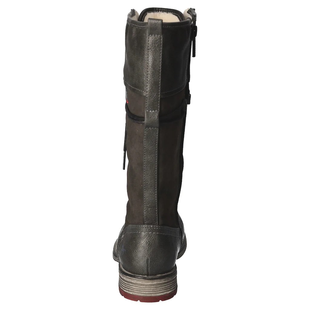 Mustang Shoes Winterstiefel Blockabsatz Schnürstiefel Langschaftstiefel Innenreißverschluss Online Bestellen