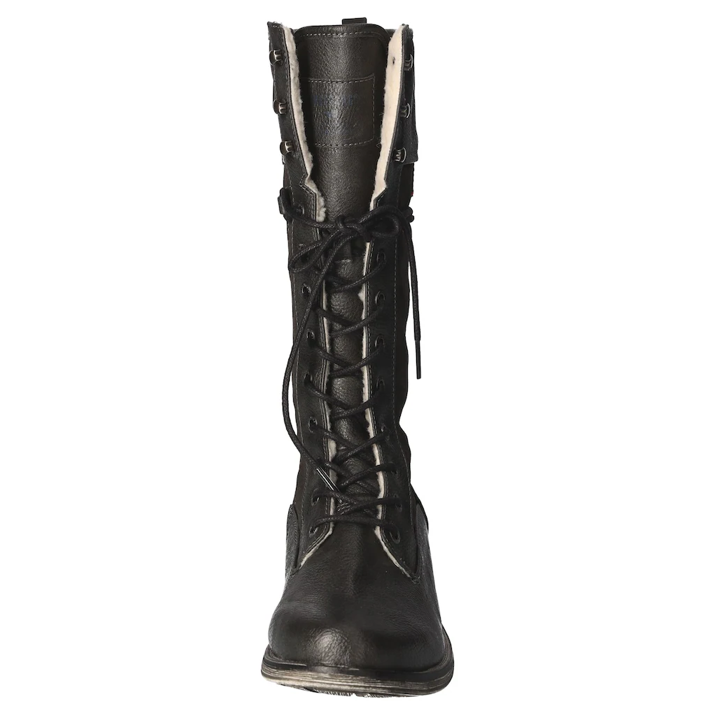 Mustang Shoes Winterstiefel Blockabsatz Schnürstiefel Langschaftstiefel Innenreißverschluss Online Bestellen