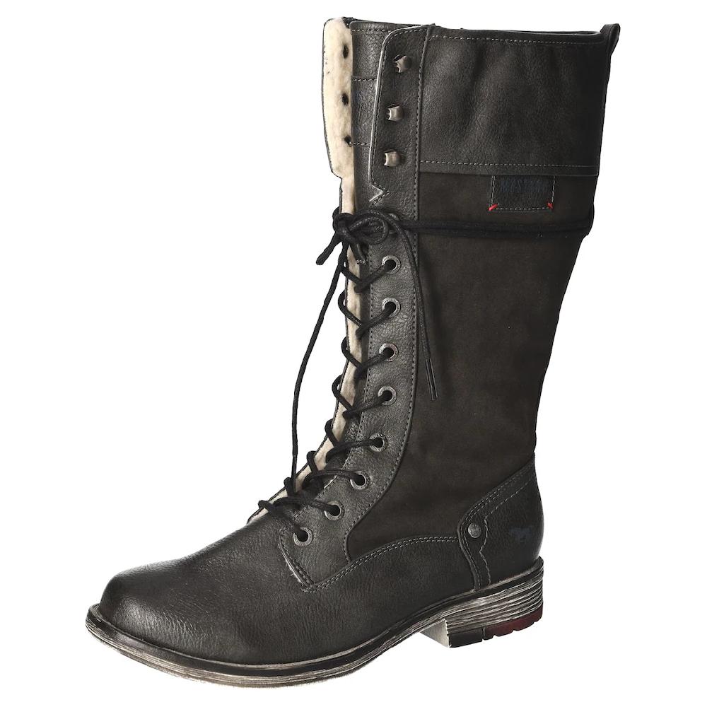 Mustang Shoes Winterstiefel Blockabsatz Schnürstiefel Langschaftstiefel Innenreißverschluss online bestellen