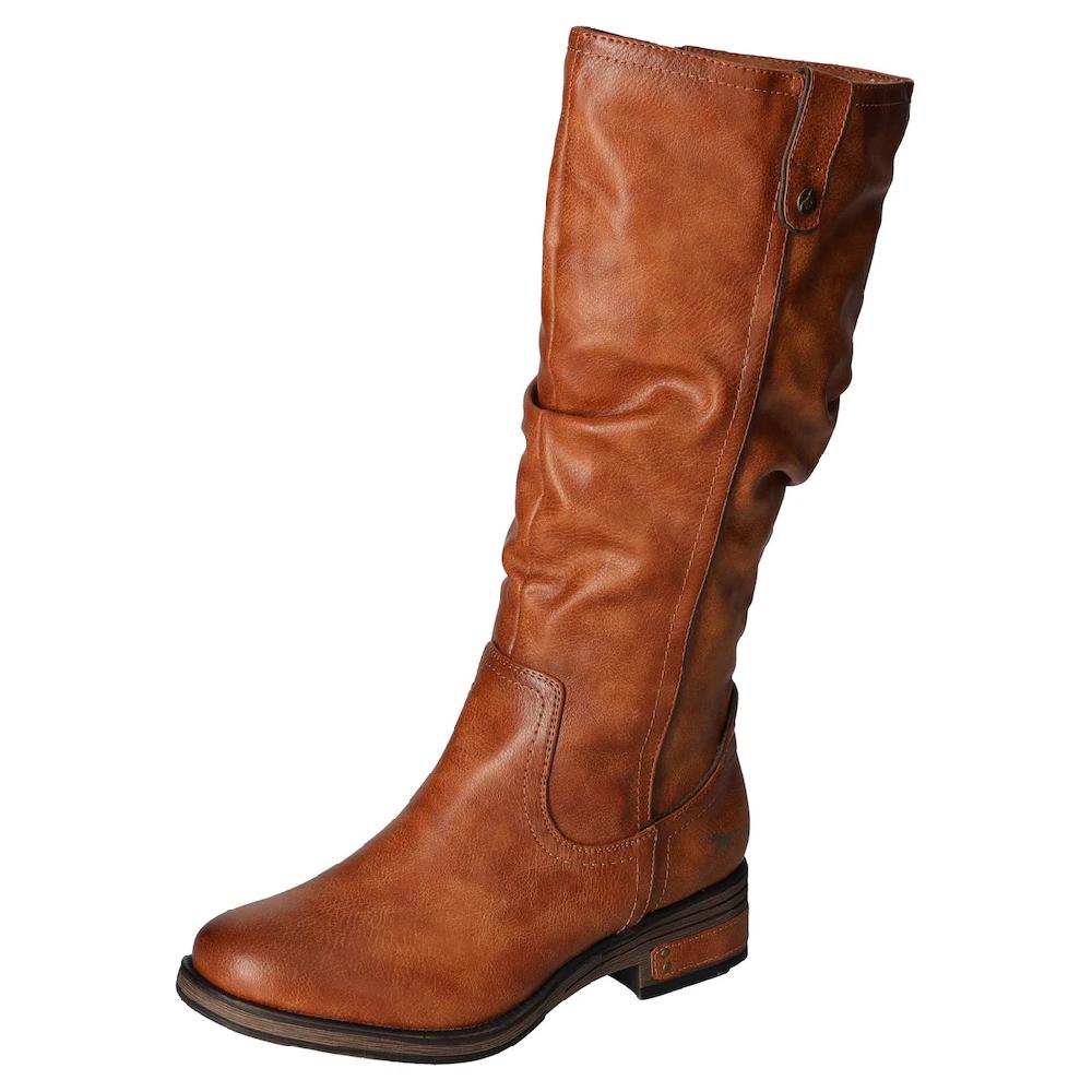 Mustang Shoes Winterstiefel Langschaftstiefel Blockabsatz mit Raffungen am slouchy Schaft online kaufen
