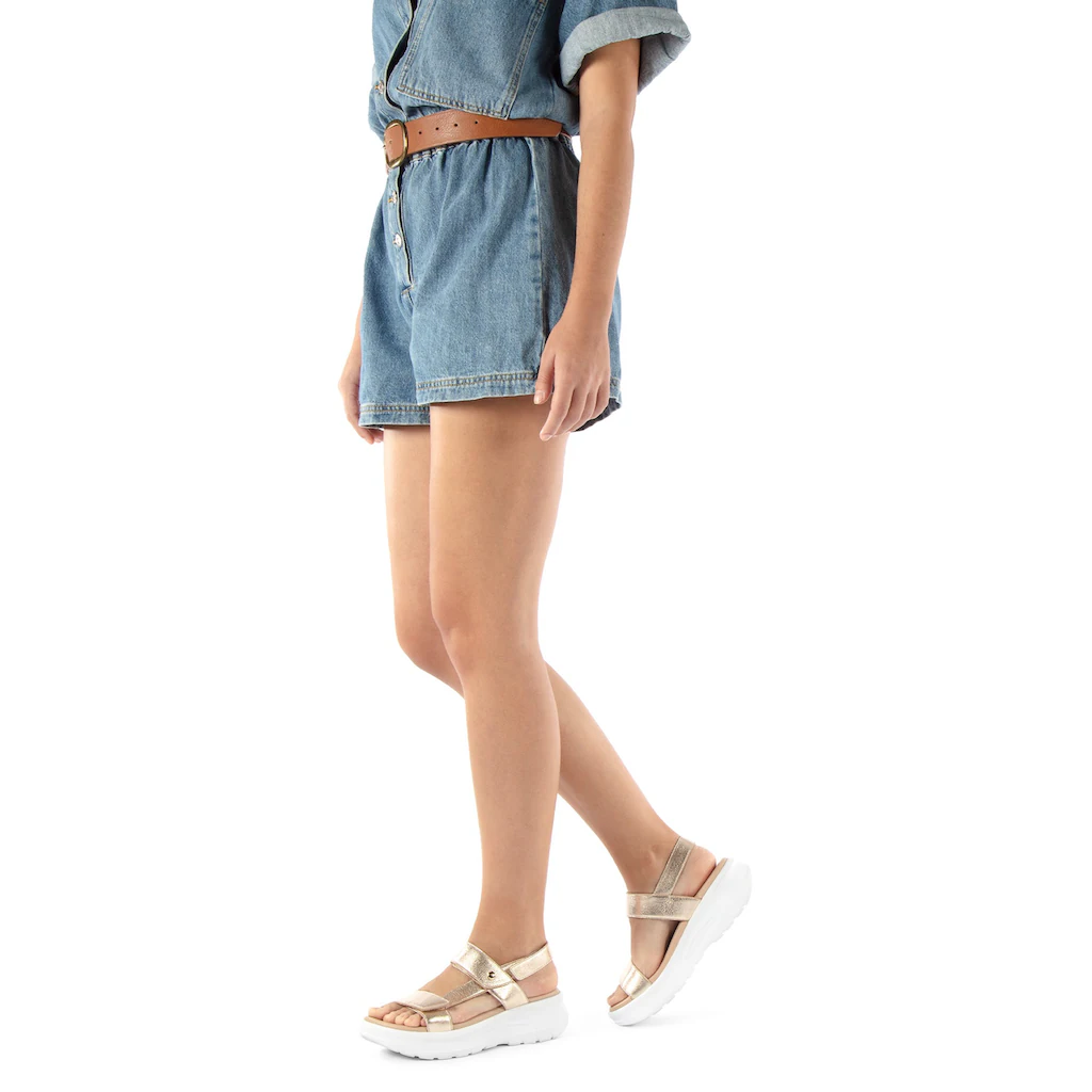 Panama Jack Plateausandale »Noor Shine« Sommerschuh Klettschuh Sandalette Mit Heller Laufsohle