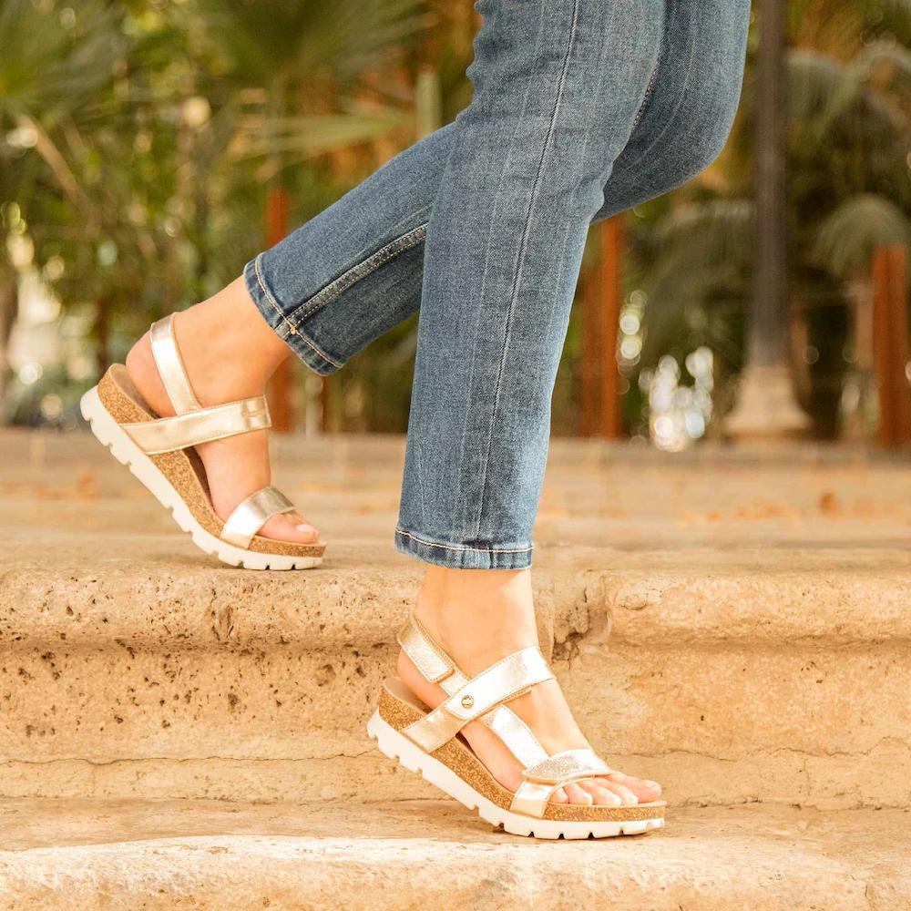 Panama Jack Sandale »Selma« Sommerschuh Sandalette Klettschuh Mit Komfortablem Tieffußbett