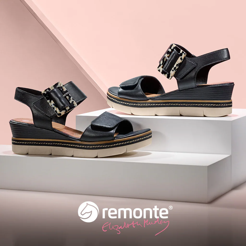 Remonte Keilsandalette »Elisabeth Hurley-Collection« Keilabsatz Riemensandale Sommerschuh Auffällige Zierschnalle Bestellen