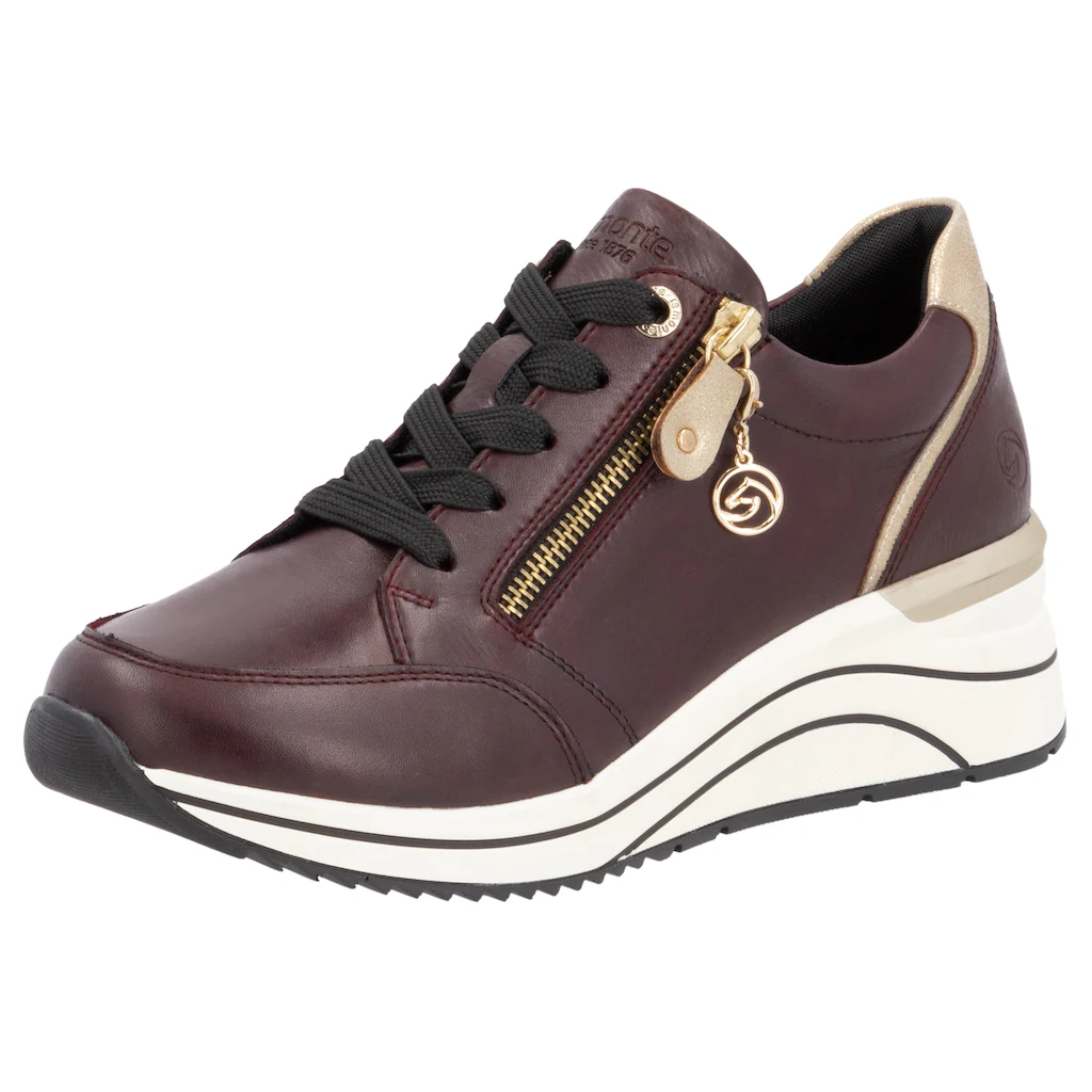 Remonte Keilsneaker Freizeitschuh Halbschuh Schnürschuh mit goldfarbenem Logoanhänger bestellen