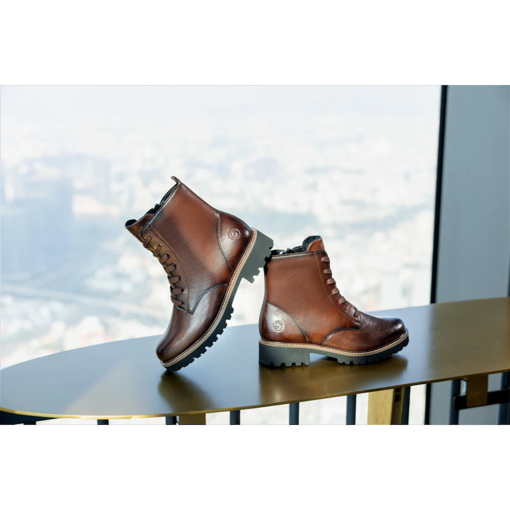 Remonte Schnürboots Blockabsatz Schnürstiefelette Im Used Look Kaufen