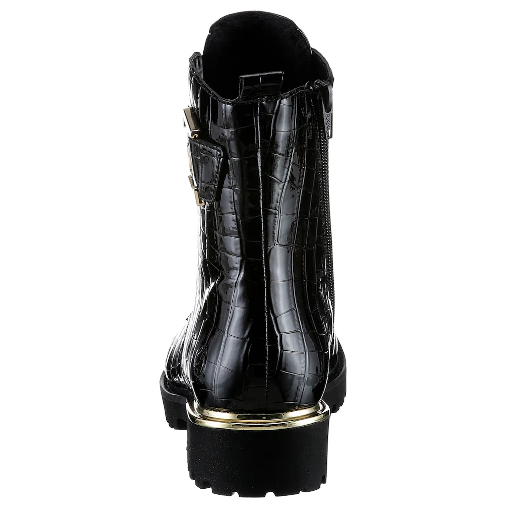 Remonte Schnürstiefelette Blockabsatz Schnürboots Im Kroko-Look Innenreißverschluss Kaufen