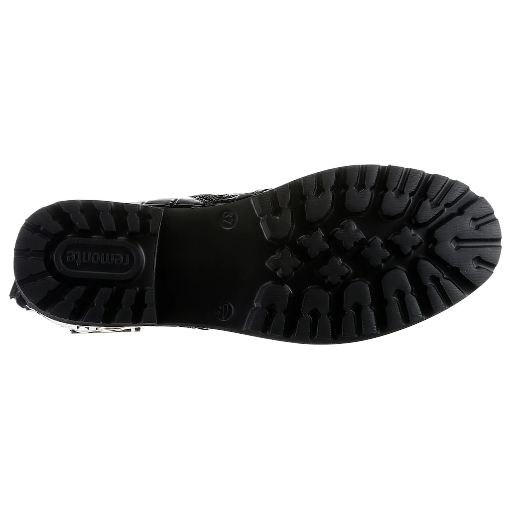 Remonte Schnürstiefelette Blockabsatz Schnürboots Im Kroko-Look Innenreißverschluss Kaufen