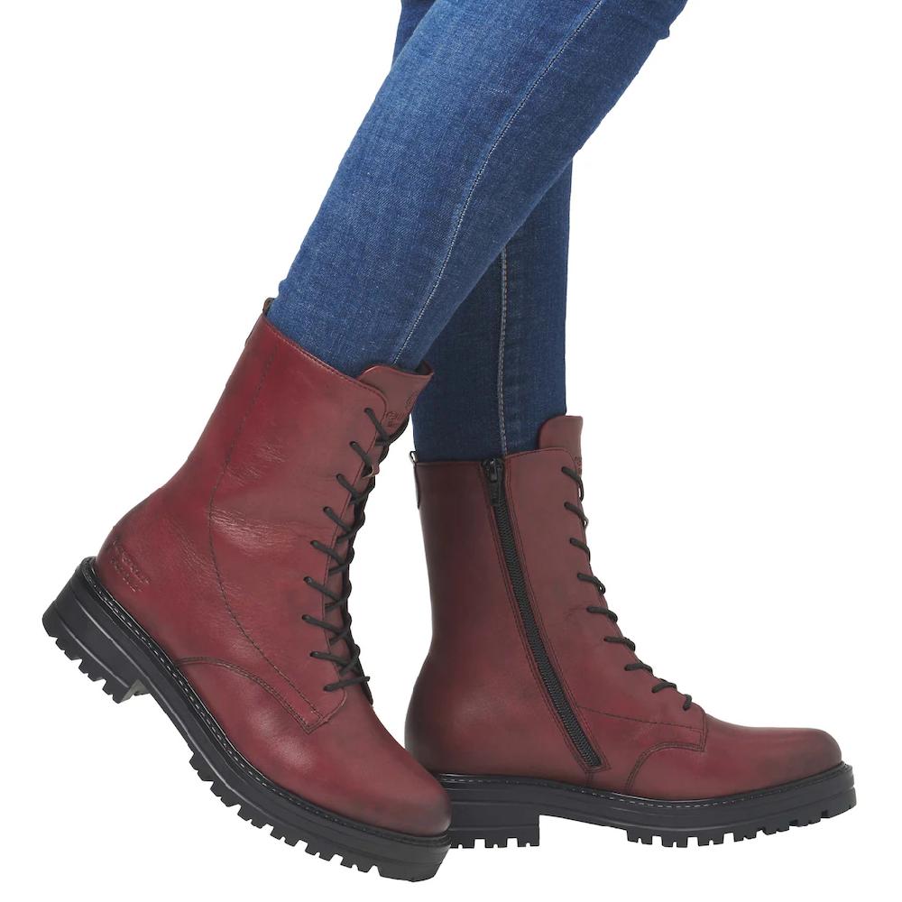 Remonte Schnürstiefelette Blockabsatz Schnürboots Chunky Boots Mit Kontrast-Rahmennaht Kaufen