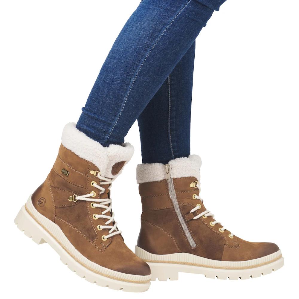 Remonte Winterboots Blockabsatz Schnürstiefelette Outdoorschuh Mit Teddyfutter-Besatz Online Bestellen