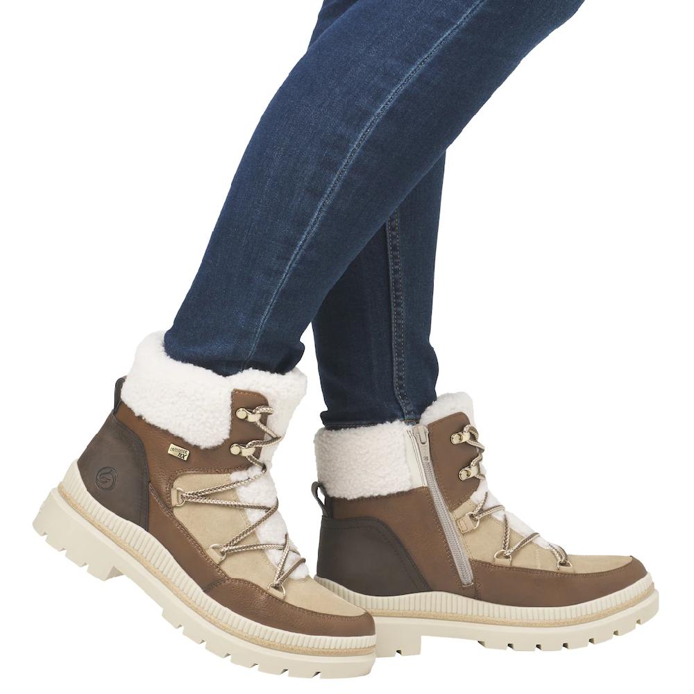 Remonte Winterboots Blockabsatz Winterboots Outdoorschuh Mit Ösen Und Kontrastbesätzen Bestellen