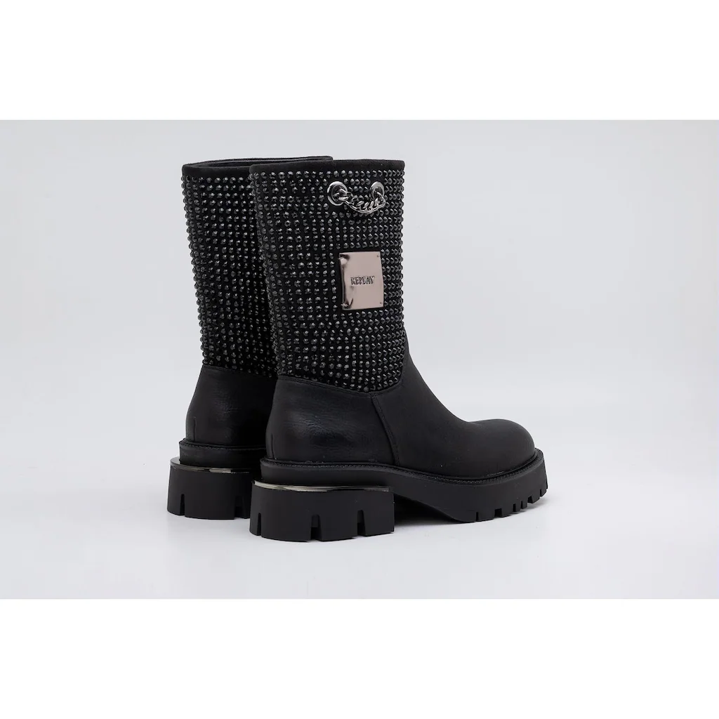 Replay Stiefel »BRIGHT« Bikerboots Plateaustiefel Mit Trendigen Metallic-Details Online Kaufen