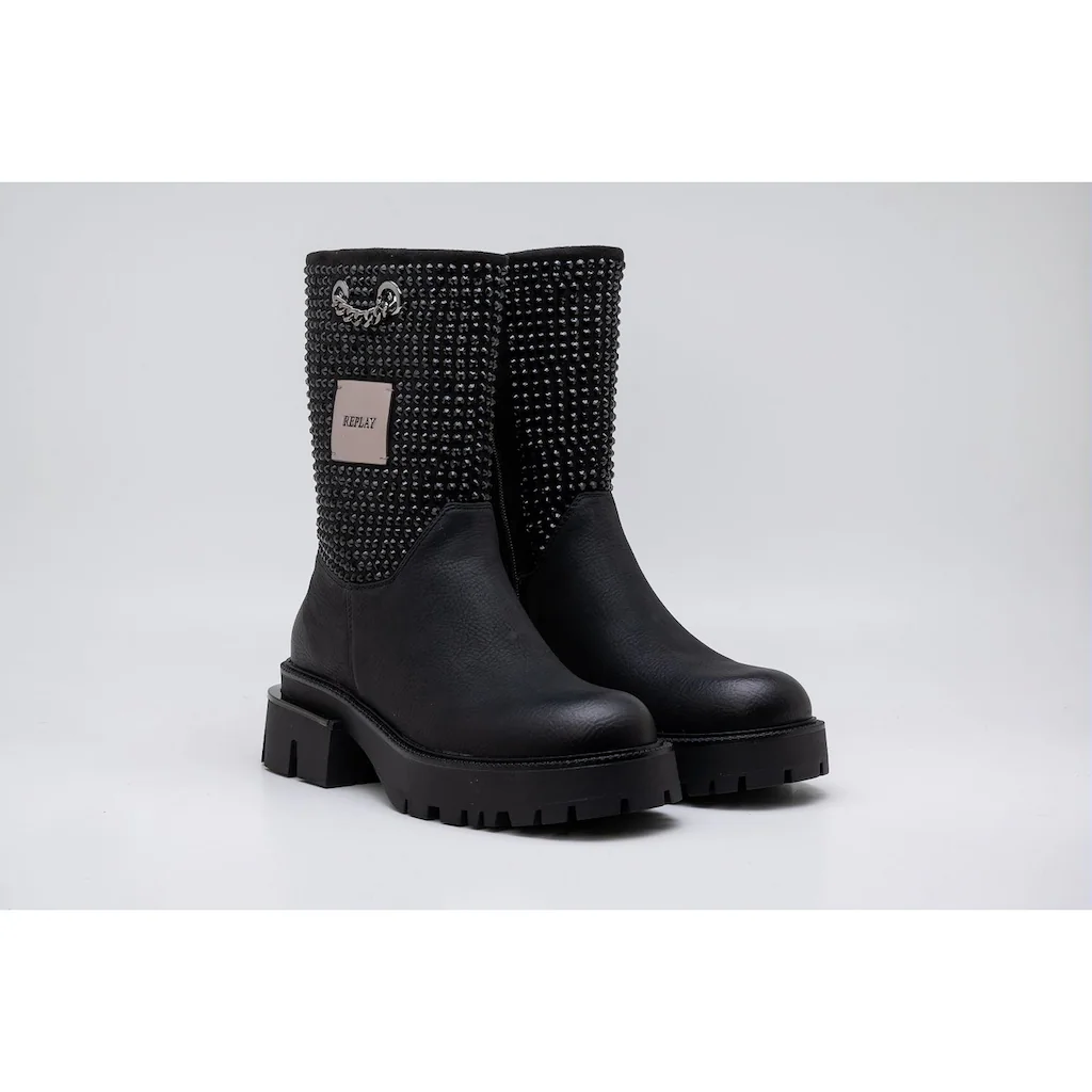 Replay Stiefel »BRIGHT« Bikerboots Plateaustiefel mit trendigen Metallic-Details online kaufen