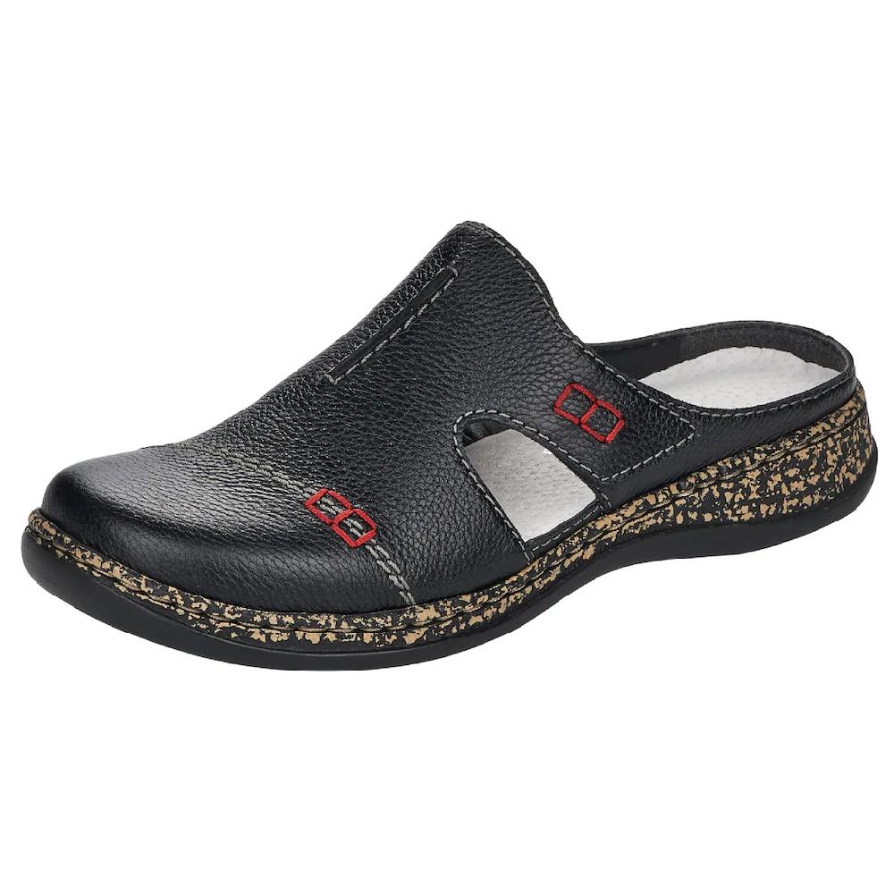 (Rieker Clog Hausschuh Sommerschuh Schlupfschuh mit praktischem Klettverschluss