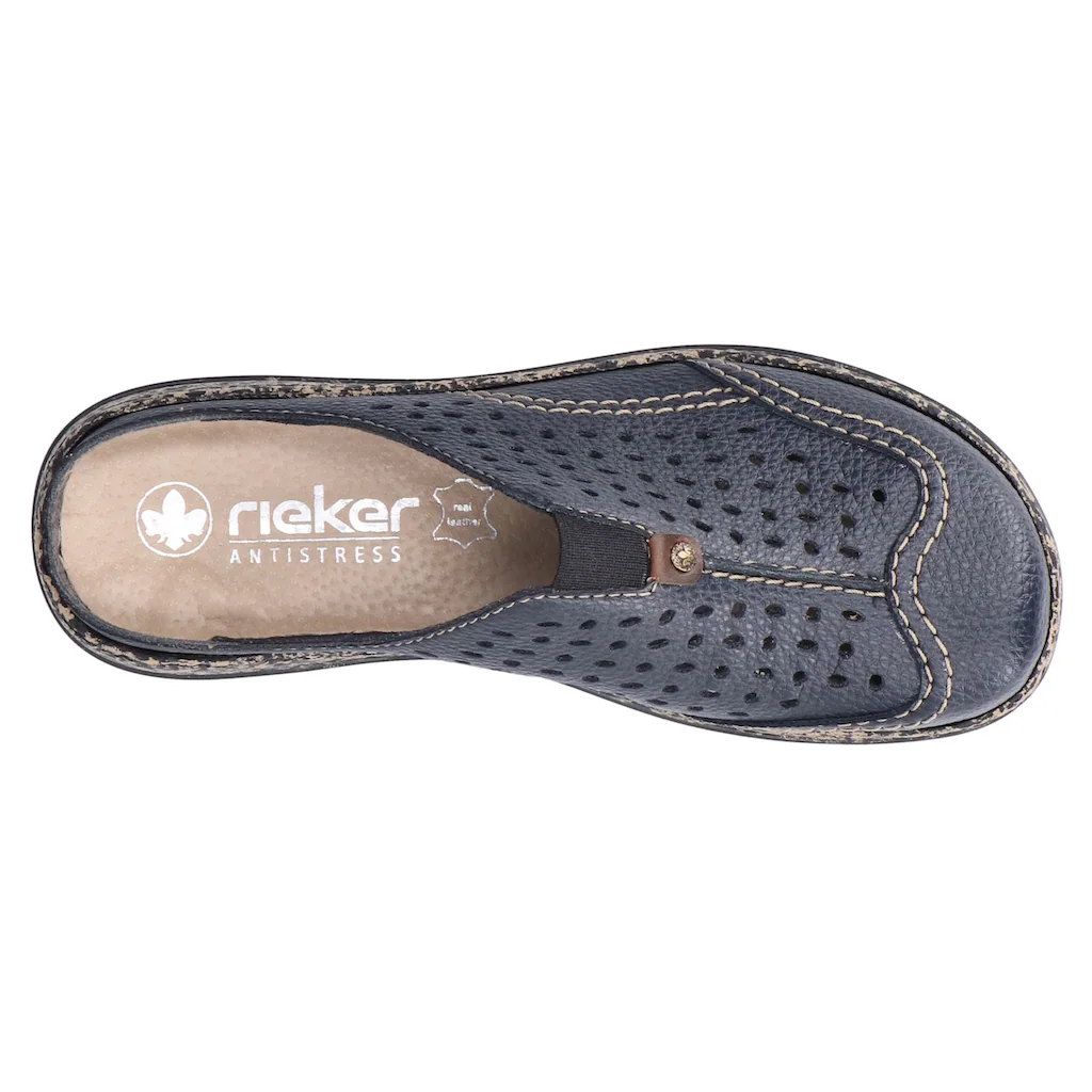 Rieker Clog Schlupfschuh Hausschuh Sommerschuh Mit Perforation