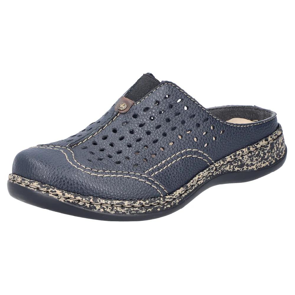 Rieker Clog Schlupfschuh Hausschuh Sommerschuh mit Perforation