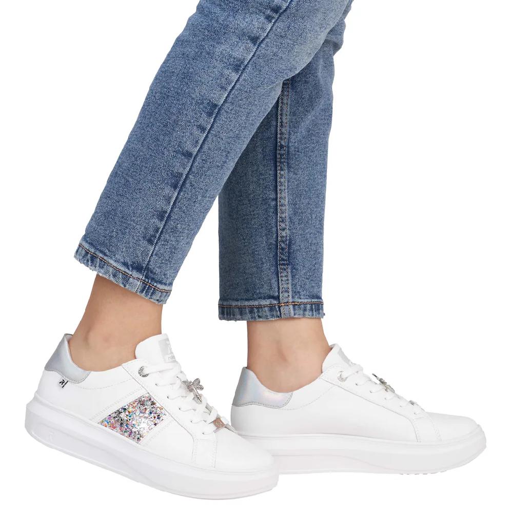 Rieker EVOLUTION Plateausneaker Mit Stylischen Metallic-Details Freizeitschuh Halbschuh Schnürschuh ▷ Für