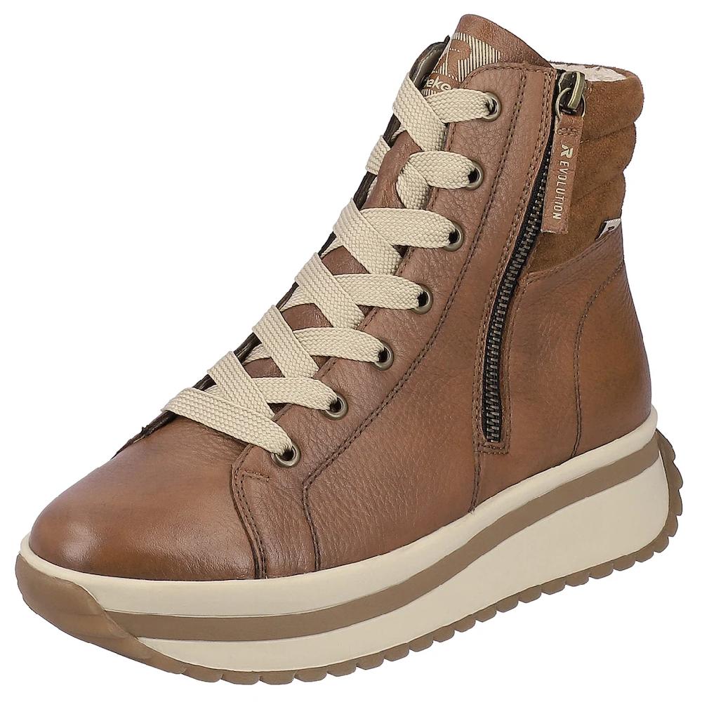 Rieker EVOLUTION Schnürboots Plateaustiefelette High Top Sneaker mit zwei Reißverschlüsse ▷ für