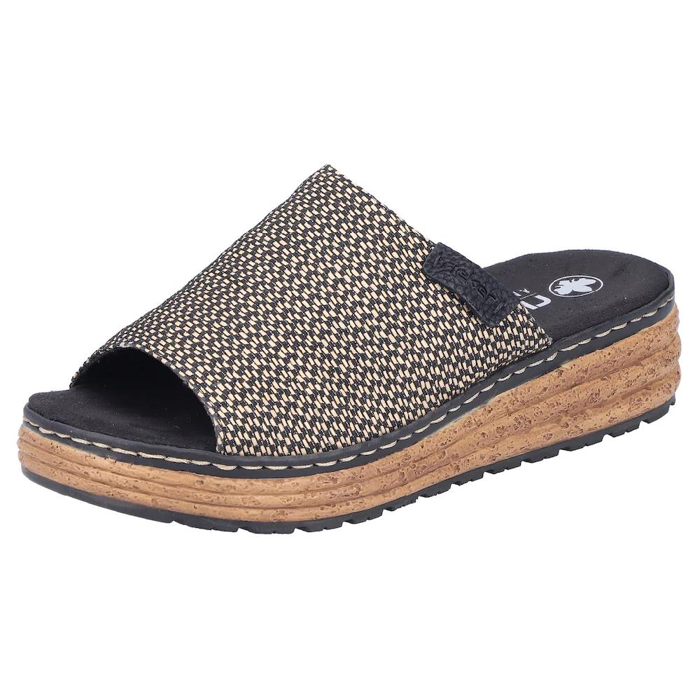 Rieker Keilpantolette Sommerschuh Schlappen Hausschuh in Weite H (= sehr weit)