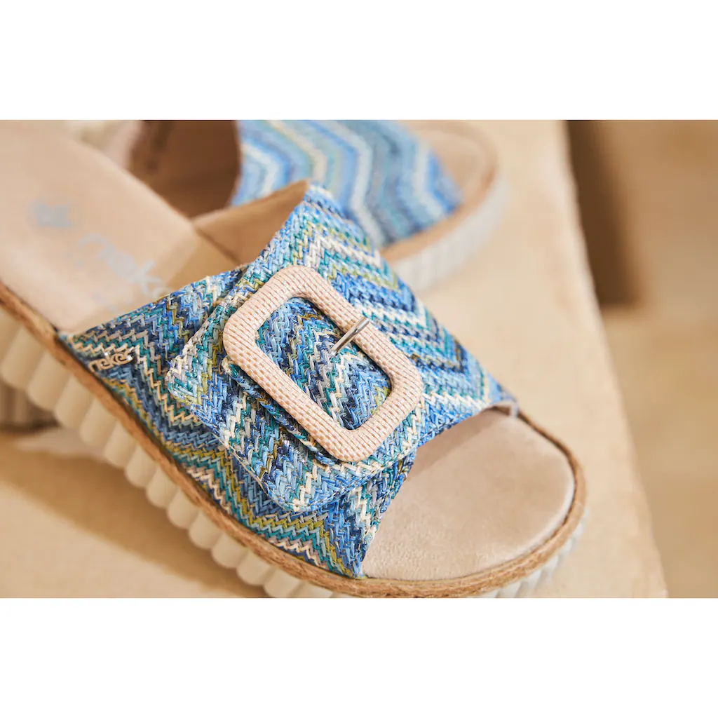 Rieker Keilpantolette Sommerschuh Strandschuh Hausschuh Mit Praktischem Klettverschluss