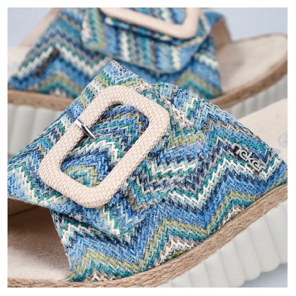 Rieker Keilpantolette Sommerschuh Strandschuh Hausschuh Mit Praktischem Klettverschluss