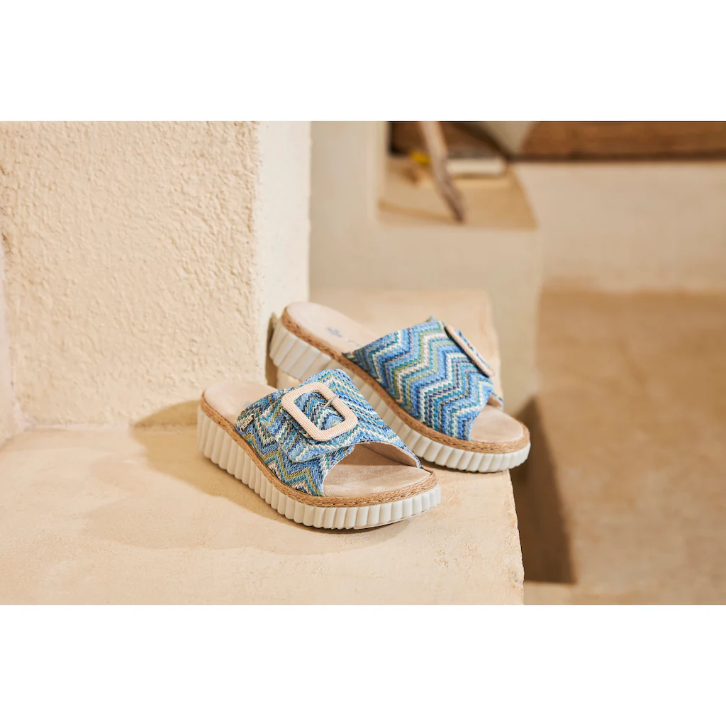 Rieker Keilpantolette Sommerschuh Strandschuh Hausschuh Mit Praktischem Klettverschluss