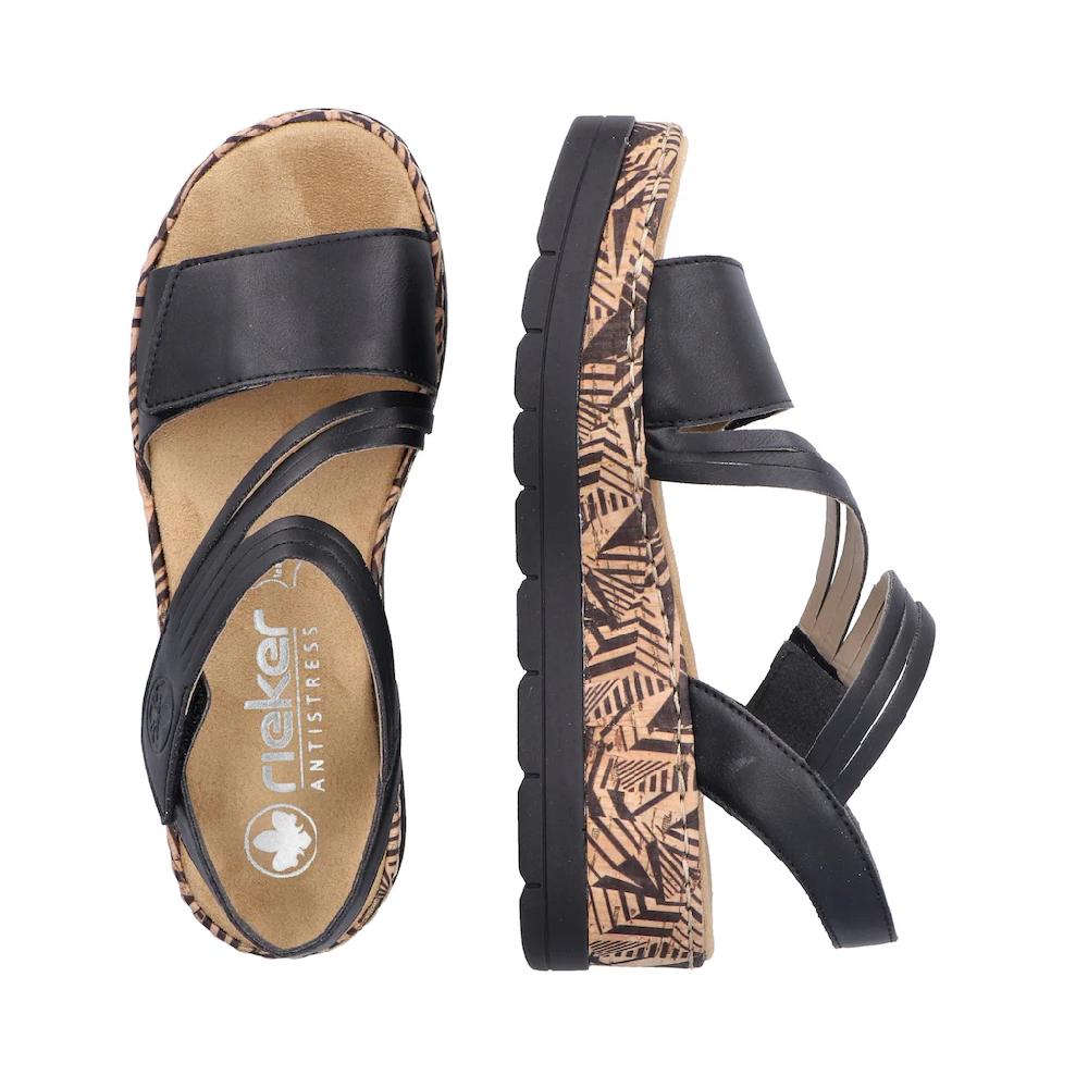 Rieker Keilsandalette Sommerschuh Sandale Keilabsatz Mit Gemusterter Plateausohle ▷ Für