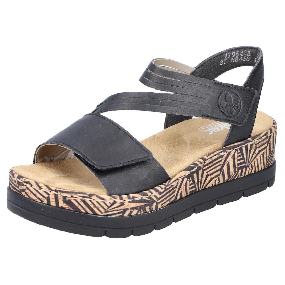 Rieker Keilsandalette Sommerschuh Sandale Keilabsatz mit gemusterter Plateausohle ▷ für