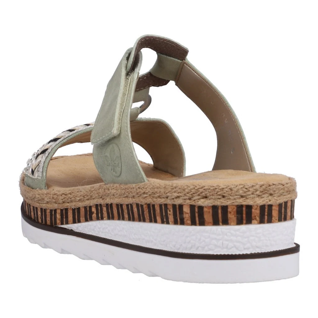 Rieker Pantolette Keilabsatz Sommerschuh Schlappen Mit Zierperlen Besetzt Kaufen