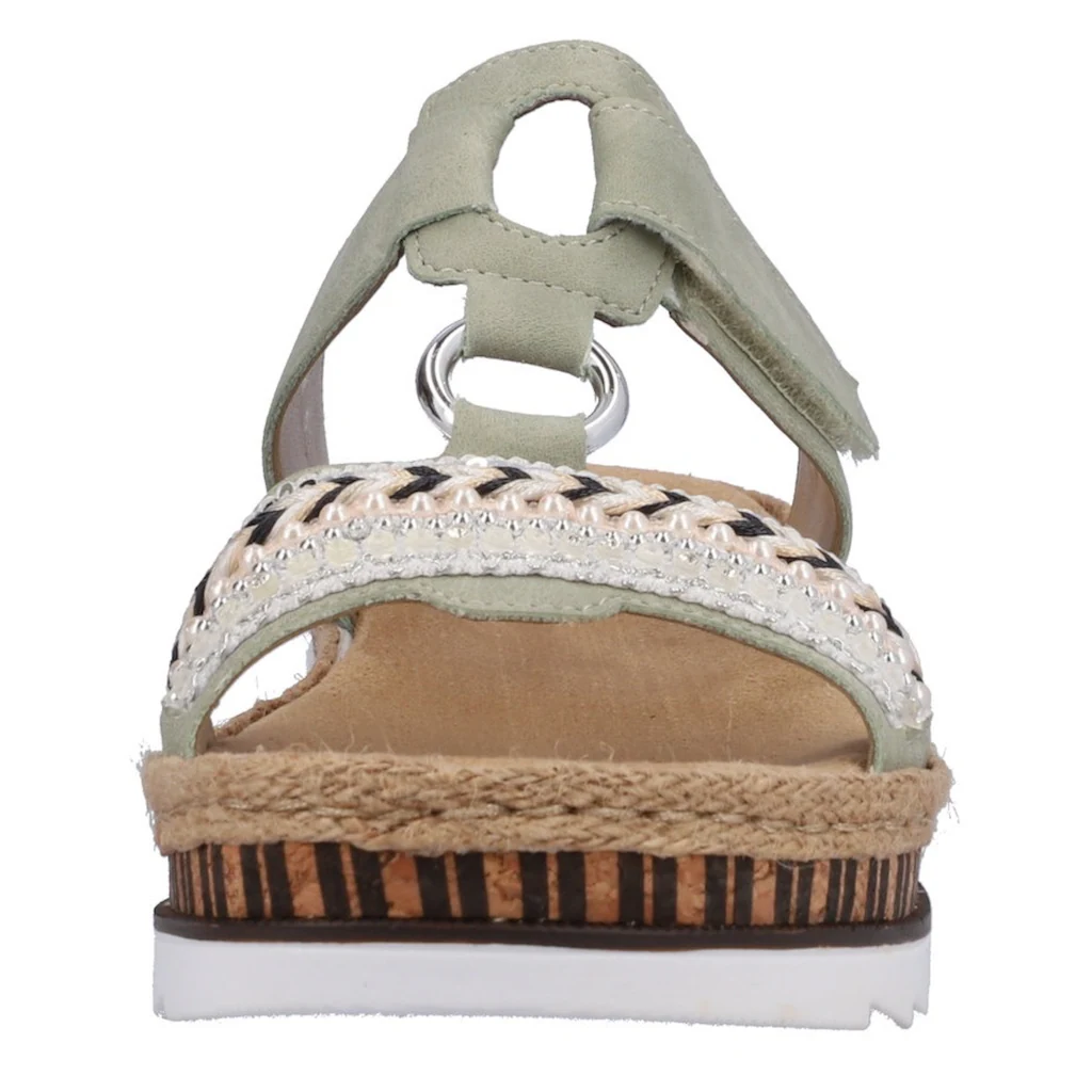 Rieker Pantolette Keilabsatz Sommerschuh Schlappen Mit Zierperlen Besetzt Kaufen