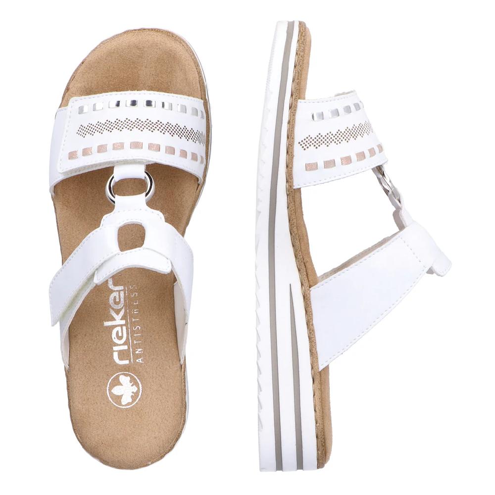 Rieker Pantolette Keilabsatz Sommerschuh Schlappen Mit Praktischen Klettriemchen ▷ Für