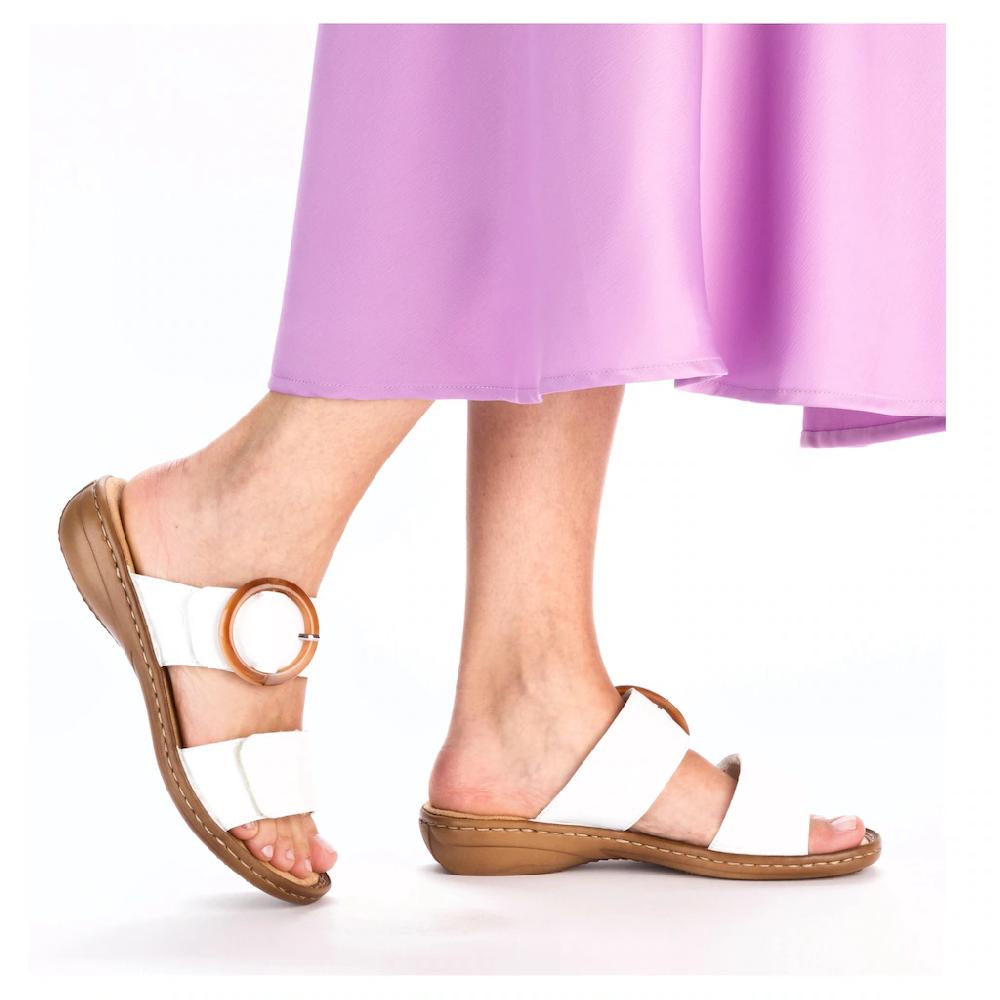 Rieker Pantolette Keilabsatz Sommerschuh Schlappen Mit Großer Zierschnalle Online Kaufen