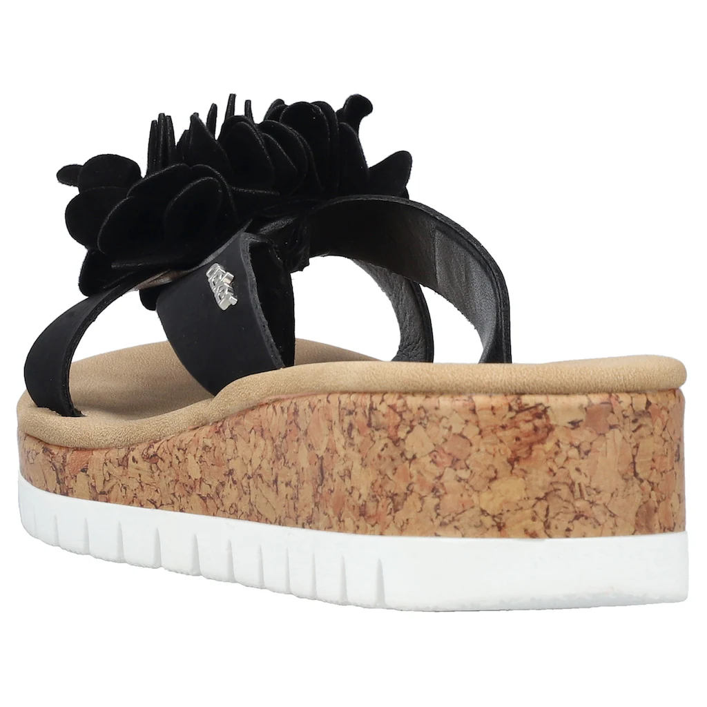 Rieker Pantolette Keilabsatz Sommerschuh Schlappen Mit Keilabsatz In Kork-Optik