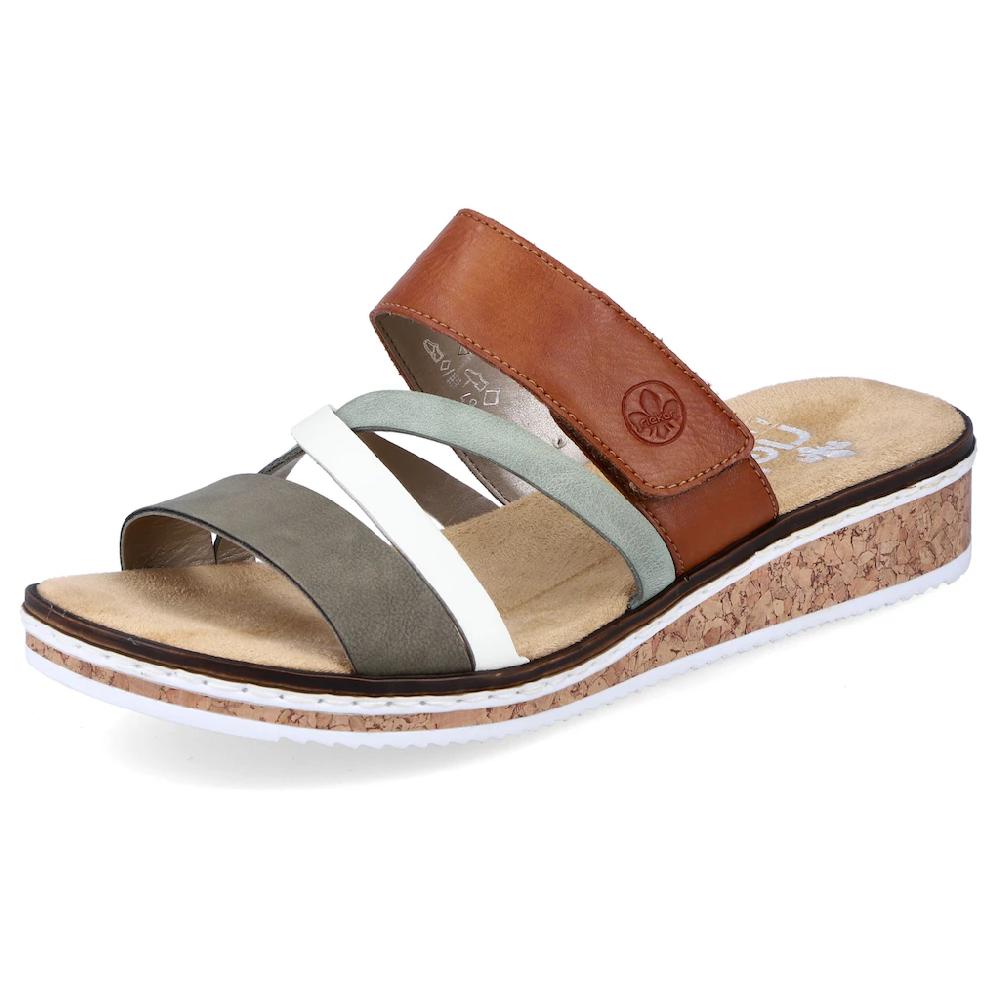 Rieker Pantolette Keilabsatz Sommerschuh Schlappen mit Klettriemchen online bestellen