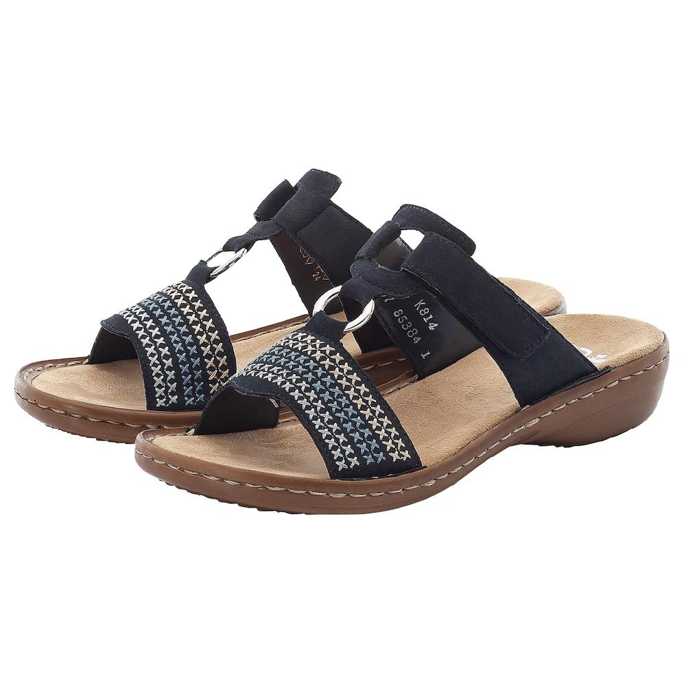 Rieker Pantolette Keilabsatz Sommerschuh Schlappen Mit Schöner Stickerei Online Bestellen