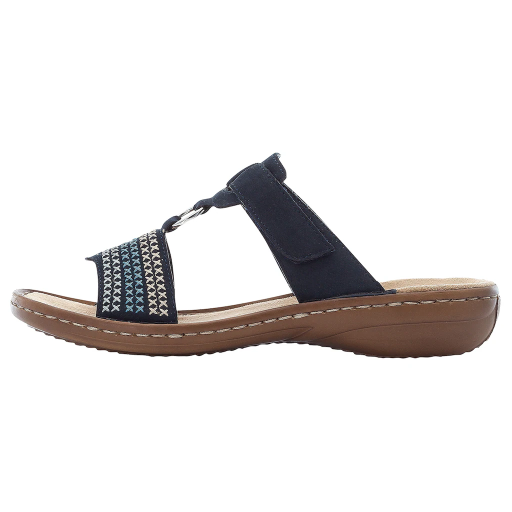 Rieker Pantolette Keilabsatz Sommerschuh Schlappen Mit Schöner Stickerei Online Bestellen