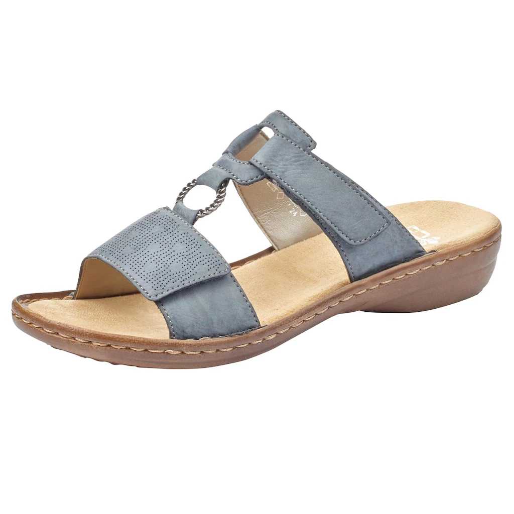 Rieker Pantolette Keilabsatz Sommerschuh Schlappen mit Schmuckring kaufen