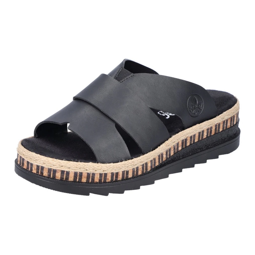 Rieker Pantolette Keilabsatz Sommerschuh Schlappen Mit Bastumrahmung Bestellen