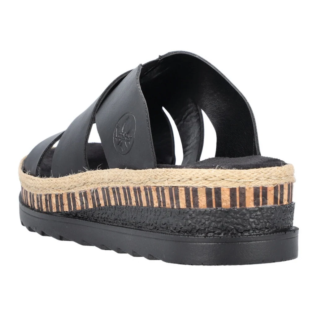 Rieker Pantolette Keilabsatz Sommerschuh Schlappen Mit Bastumrahmung Bestellen